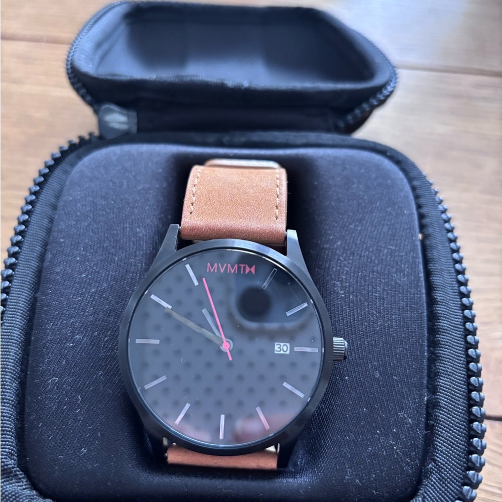 MVMT Black Dial with Tan Strap Watch
